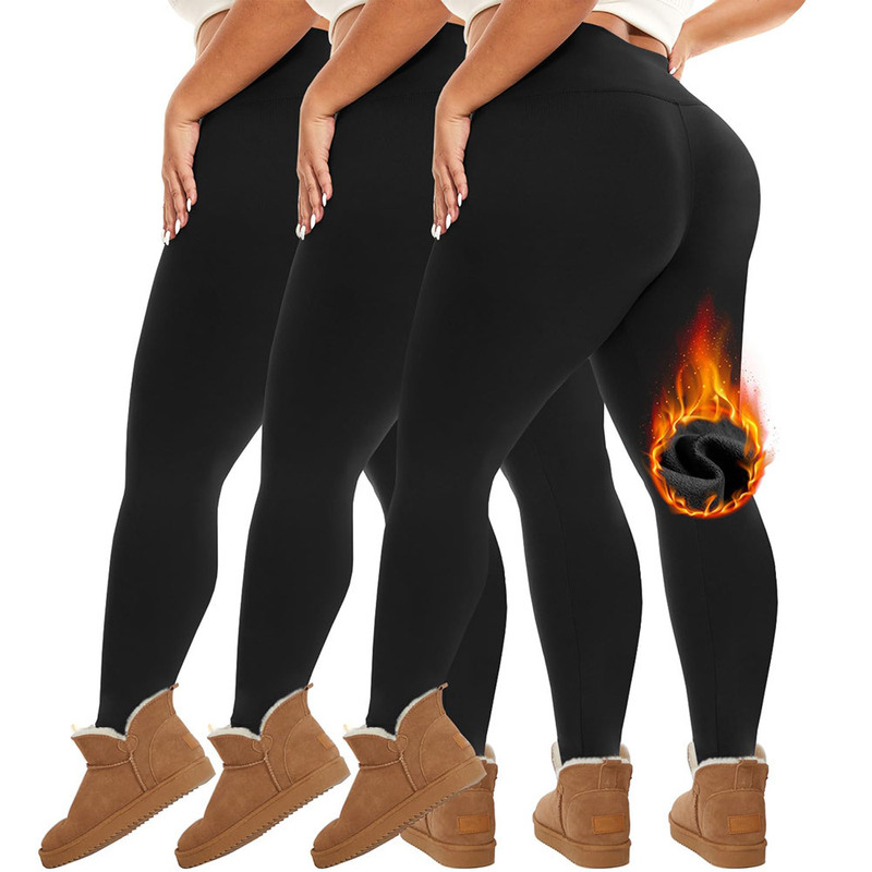 Fleece Lined Plus Size Winter Velvet Yoga Pants High Waist Belly Control 1Xl-5Xl Winter Yoga Pants Cross-Border