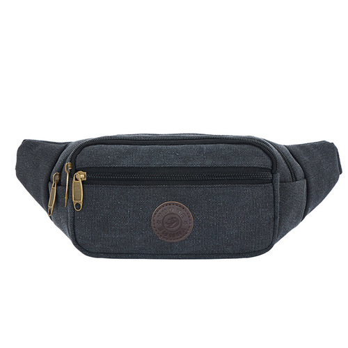 Men's canvas waist bag, multifunctional canvas mobile phone bag, outdoor sports waist bag, business bag, crossbody chest bag