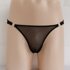 男士三角內褲性感彈力網紗清涼透明卡扣可拆卸內褲 男外貿丁字褲