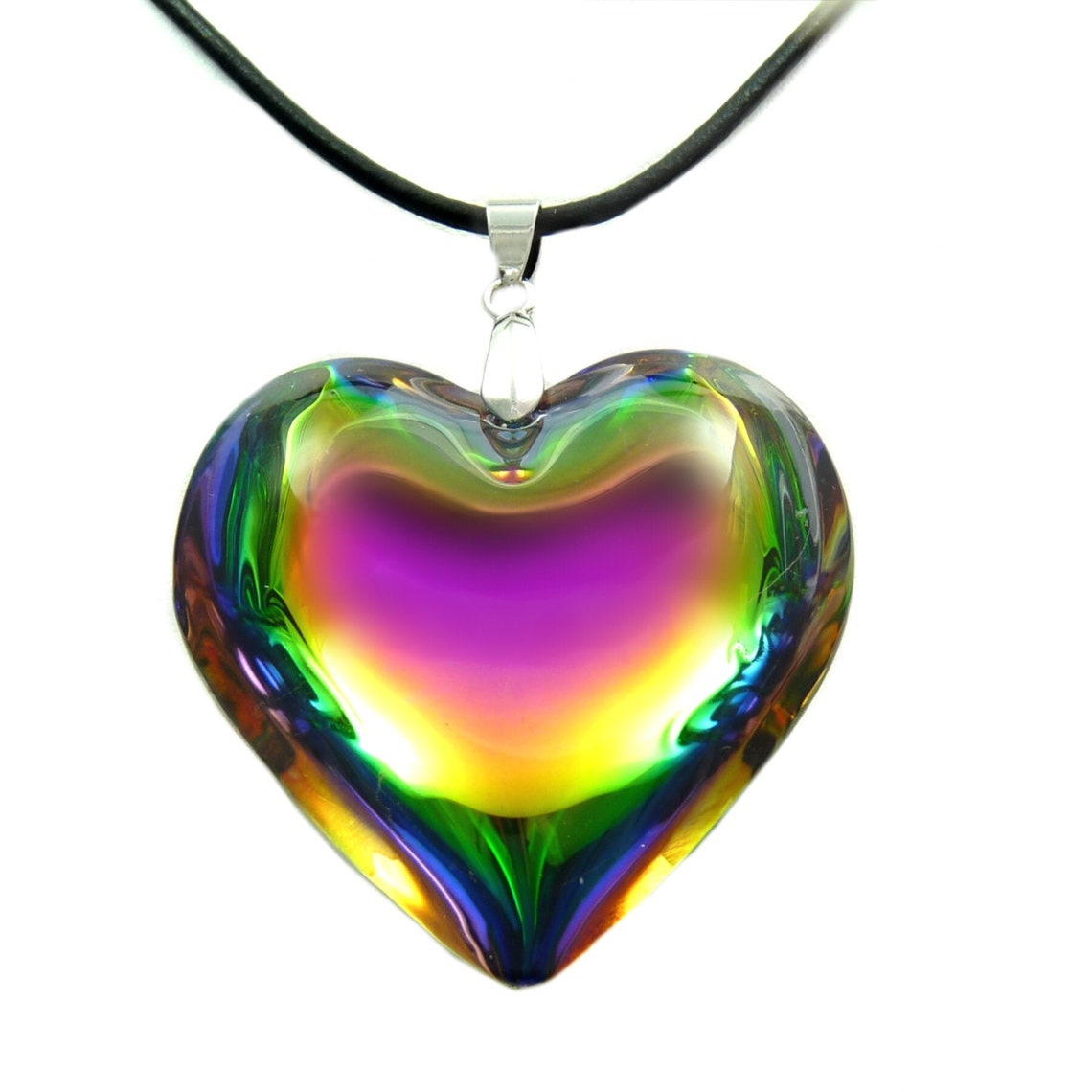 Simple Style Heart Shape Glass Plating Womenu0027S Pendant Necklace 1 Piece