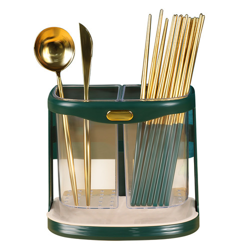 Light luxury style multi-functional chopstick holder kitchen utensil storage box large-capacity chopstick basket double-cylinder household chopstick box