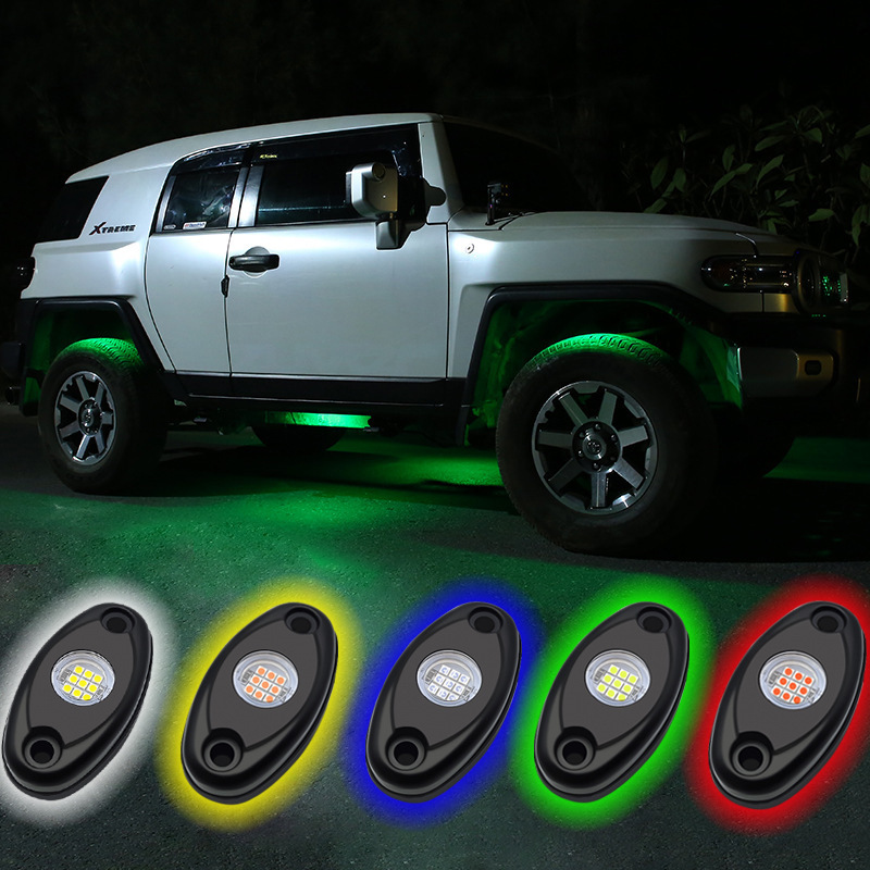 lámpara de chasis de automóvil de aleación de aluminio tanque todoterreno lámpara de red LED de goteo de pegamento multicolor chasis lámpara de modificación