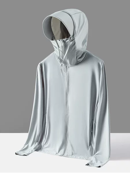 New Sunscreen Clothing Women's Ice Silk Anti-UV Jacket Men's Removable Hat Sunscreen Clothing Outdoor plus size Skin Clothing