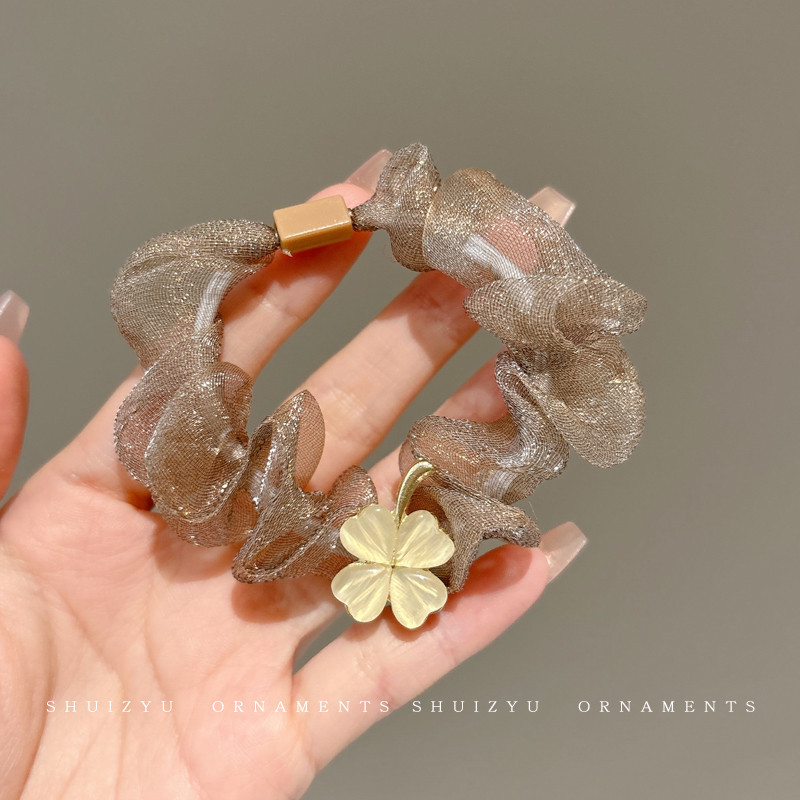 Perlas de terciopelo de alta sensación, anillo de cabello de intestino grande, temperamento femenino elegante, cuerda de cabello de cola de caballo baja, cuerda de cabello de alta elasticidad no dañada