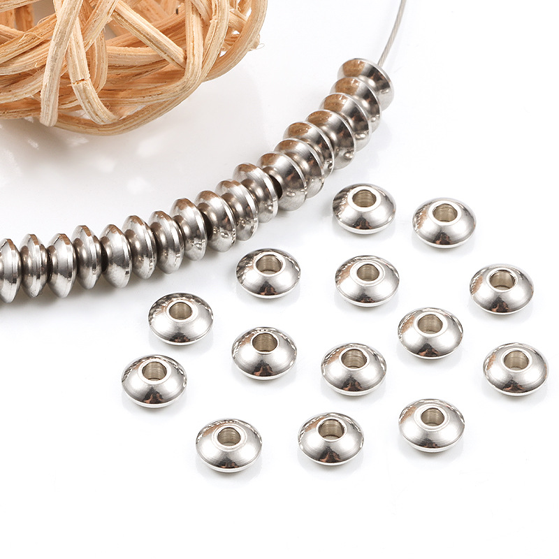 Stainless Steel Material Solid Color Pattern 100 PCS/Package 6 * 2mm Hole 2~2.9mm Stainless Steel Solid Color Polished DIY Jewelry Accessories Beads