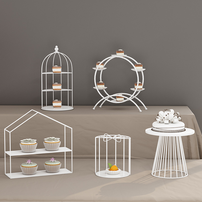 Decoración de mesa de postre simple mesa de postre estante soporte de exhibición decoración de pastelería bandeja de comida fría merienda stand té de la tarde image 11