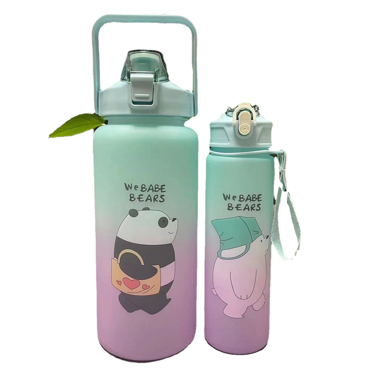 Taza de agua de gran capacidad de plástico esmerilado de dibujos animados espacio taza tamaño traje gradiente color taza conjunto transfronterizo deportes olla portátil