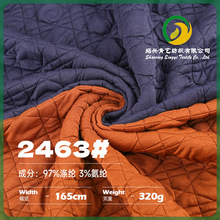 320g十字圆点夹丝棉提花面料 涤纶单面弹力提花布料 潮牌服装面料