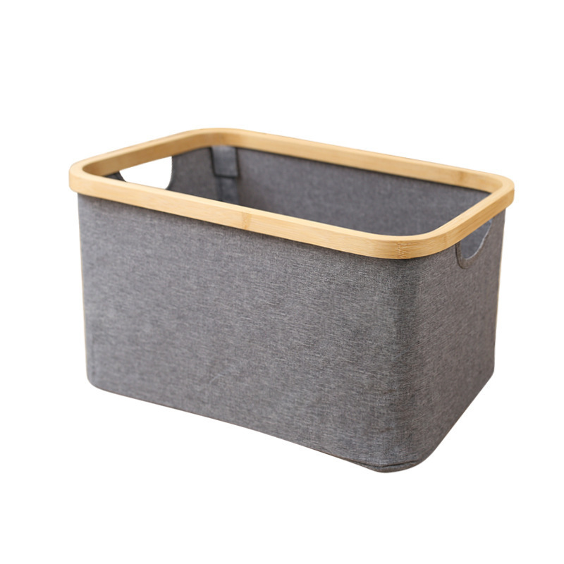 Cesta de ropa sucia transfronteriza con bolsillo interior con cubierta de bambú y madera plegable Cesta de almacenamiento de ropa sucia Cesta de ropa sucia