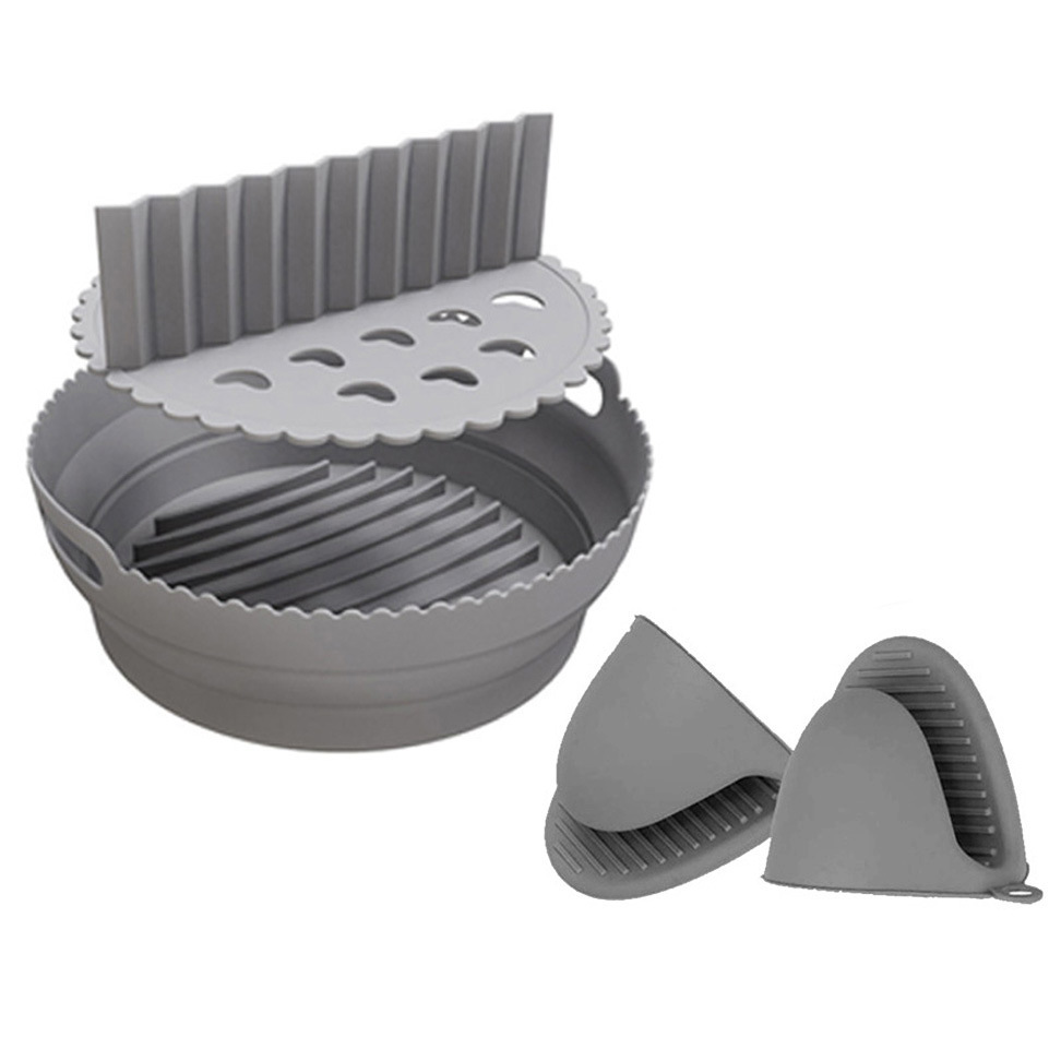 Nueva bandeja de hornear Air sartén estera transfronteriza con compartimento redondo bandeja de revestimiento de freidora de aire de 8,5 pulgadas