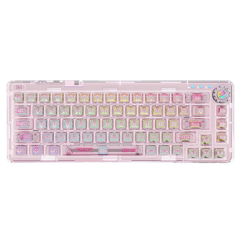 狼蛛 F68 wireless bluetooth mechanical keyboard transparent three-mode gaming RGB key customized hot-swappable keyboard