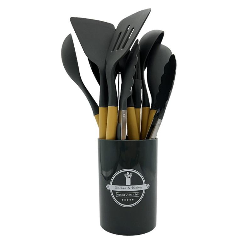 Kitchen espátula de silicona utensilios de cocina de silicona juego de 12 piezas colador cuchara de sopa cuchara de cocina casera juego de pala resistente a altas temperaturas