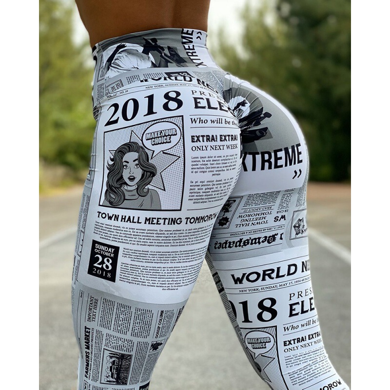 European and American Fashion Digital Print High-Waisted Stretch Yoga Pants Running Pants Leggings Slim Fit Xy6657