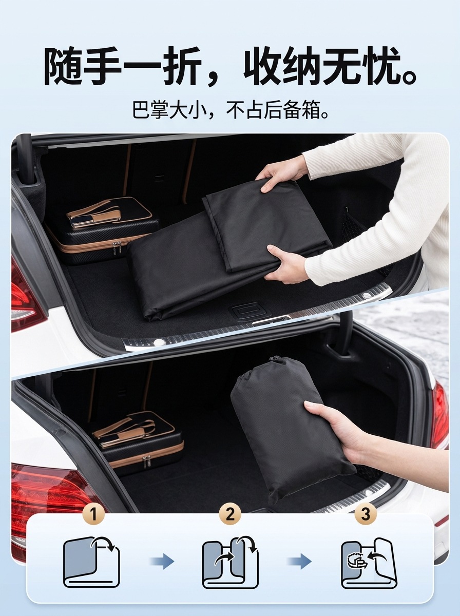 Car sunshade and snow cover for winter, 600D Oxford fabric, thickened snow cover for front windshield, anti-snow, anti-frost, anti-freeze