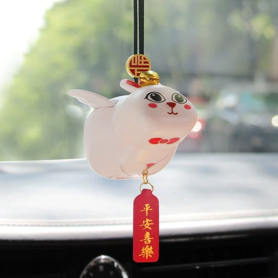 car interior decoration creative cute | Car hanging - plastic-pendant-rabbit-peace-joy