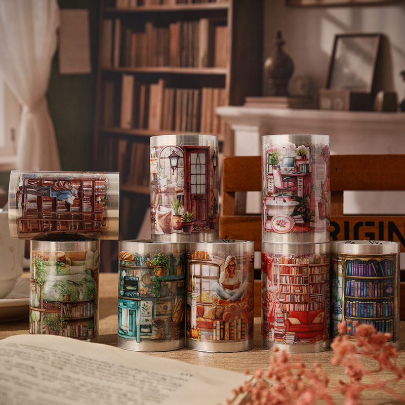 Exclusive Time Series Caja de juego de cinta de pet impermeable transparente Cuenta de mano retro transfronteriza Etiqueta engomada de material de paisajismo de bricolaje