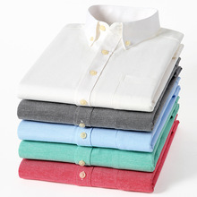 青年休闲长袖翻领衬衫 男式牛津纺衬衣