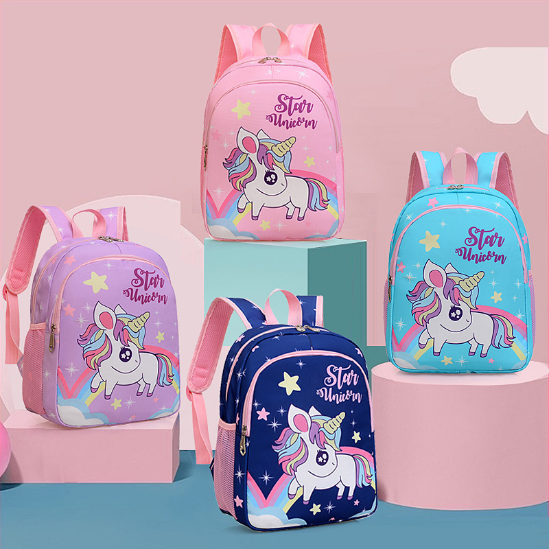 Kindergarten schoolbag niñas pequeña clase media unicornio dibujos animados ligero transpirable unicornio niños mochila transfronteriza espalda