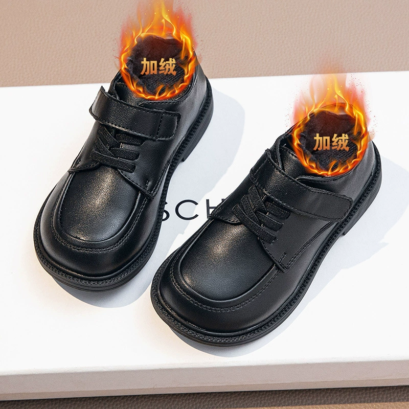 Маленькие кожаные туфли для мальчиков, весенне-осенние детские черные туфли на плоской подошве, туфли для выступлений для мальчиков в британском стиле, туфли для выступлений из натуральной кожи на мягкой подошве.