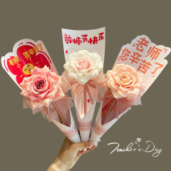 感恩教师节创意礼物玫瑰花笔花束实用送女老师2025新款永生花礼品