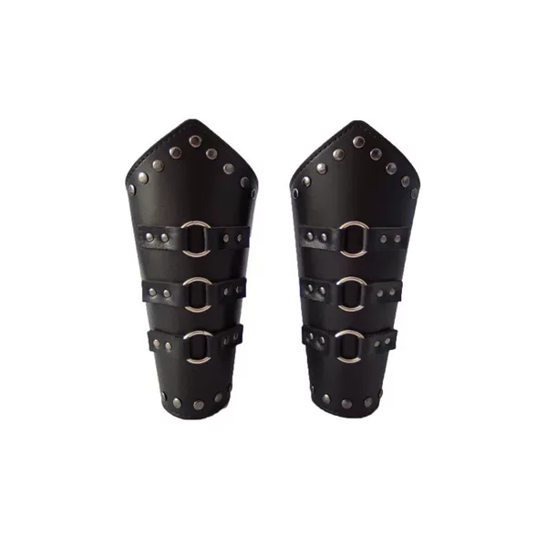 European and American New exaggerated punk medieval wide leather wristband personalized wax rope riding arm guard Temu one-piece delivery