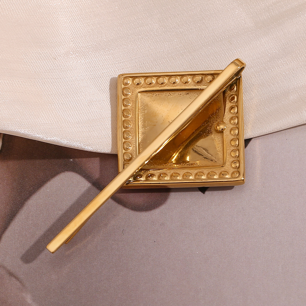 Unisex Mode einfache geometrische Design Haarschmuck Edelstahl vergoldet glatte quadratische Kante Diamant Haarnadel_voghion.com
