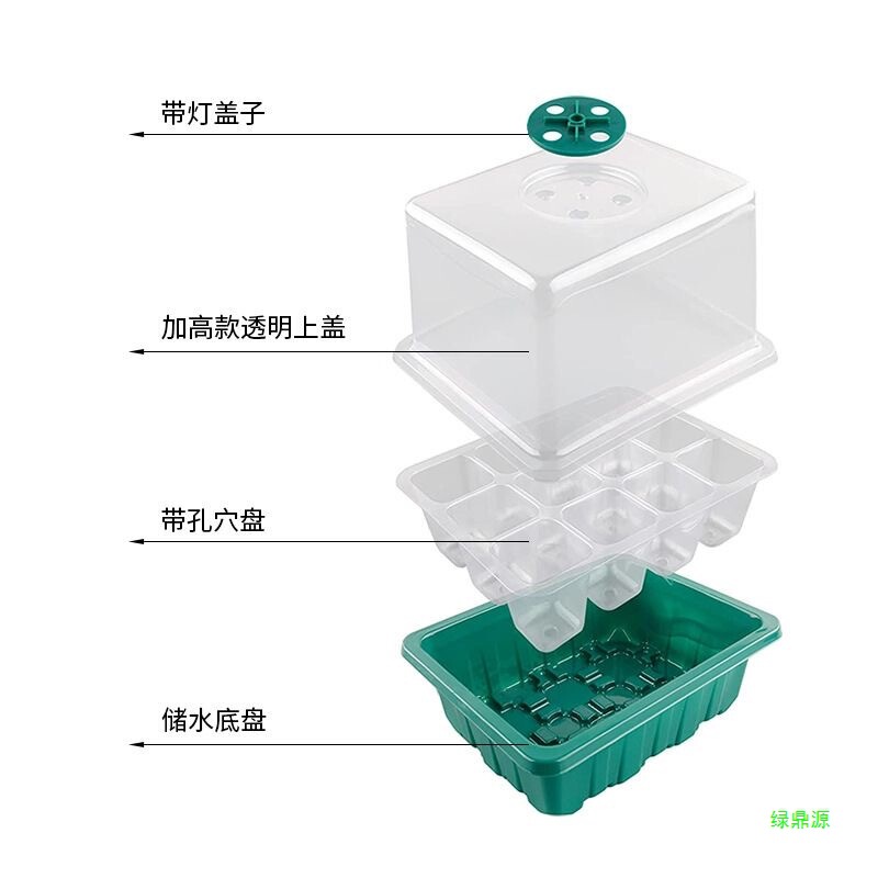 葉挿し苗トレイ、播種箱穴、プラスチック製温床ポット、苗多肉植物培養保湿箱蓋3点セット|undefined