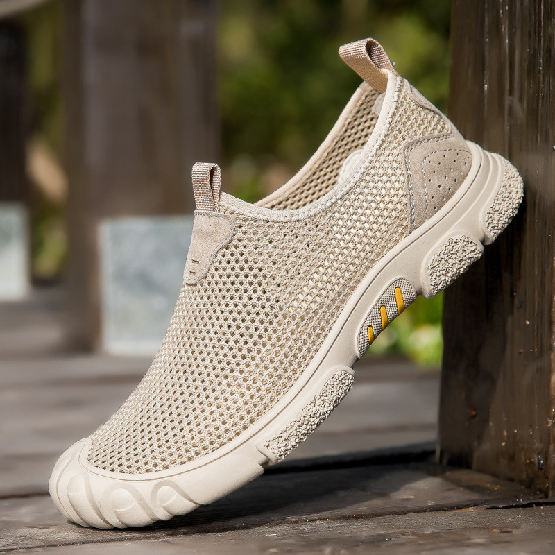 Men's Shoes 2025 Summer New Men's Outer Wear Breathable Mesh Simple Style Convenient One-Legged Lazy Casual Trendy Shoes
