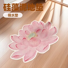 国境を越えたtemuハスの花珪藻泥マット家庭用吸水滑り止めマット異形国風浴室入り口汚れ防止マット