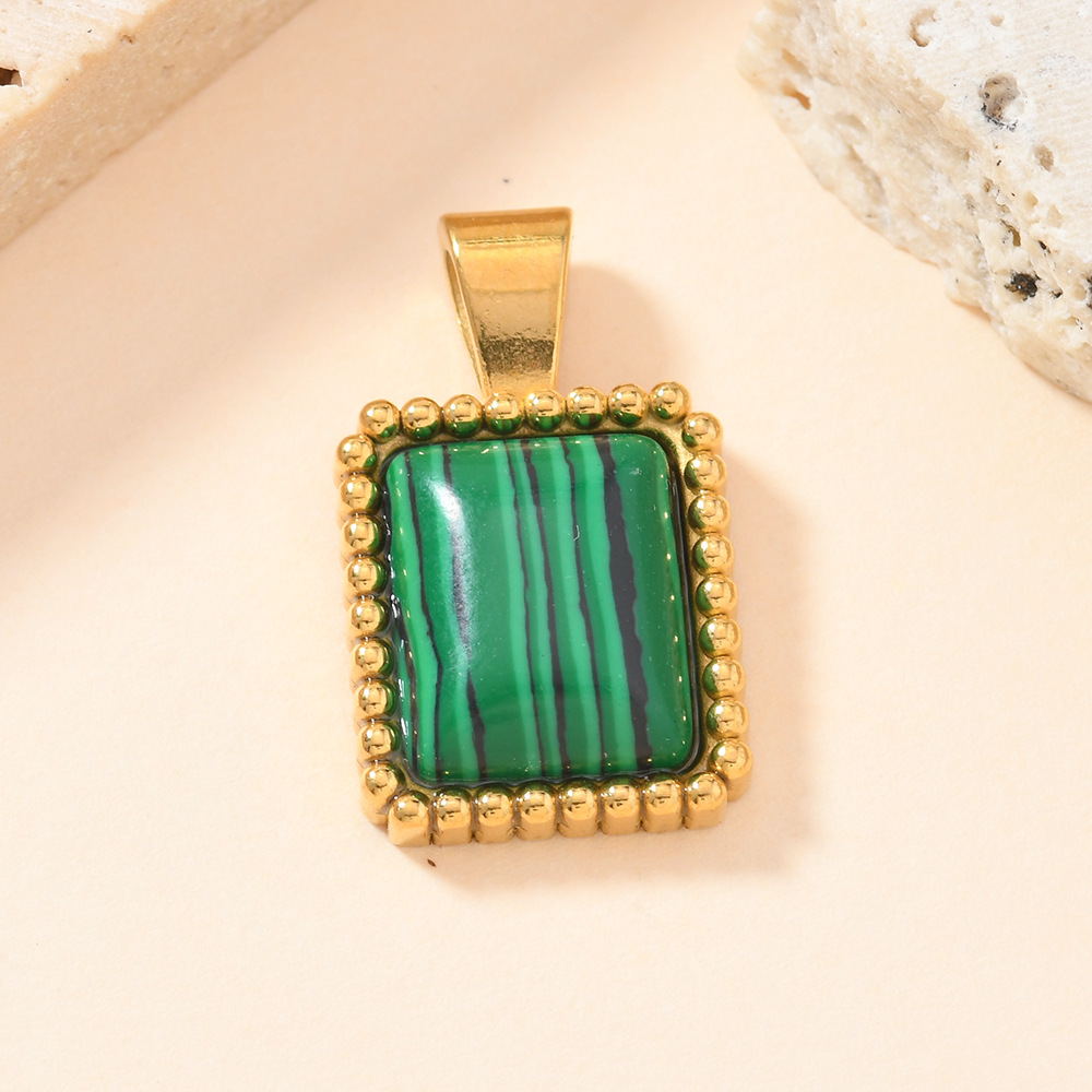 Un solo colgante Europa y América transfronterizos joyería de acero de titanio fundido punto de onda cuadrado colgante de piedra natural DIY accesorios colgante