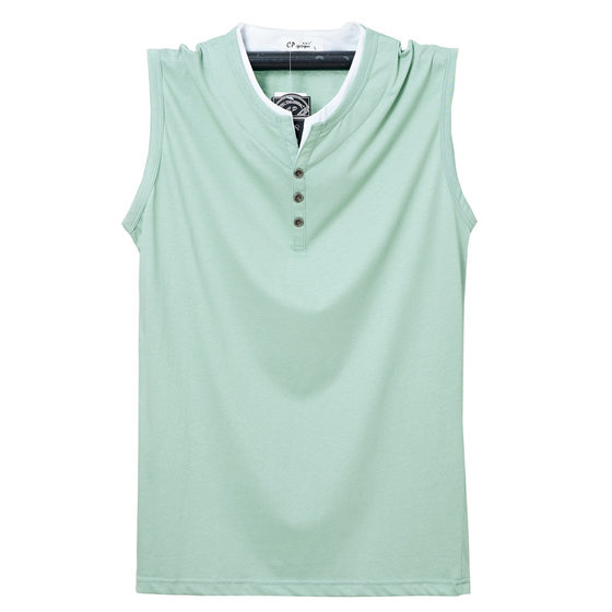 2023 Summer New Fat Man Vest Plus Fertilizer Plus Ice Silk Cotton Cut Sleeve T-shirt Sports Sleeveless T-shirt Men's 2259