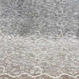 天丝底布棉线绣花布料服装女装连衣裙网红镂空双边立体刺绣蕾丝面