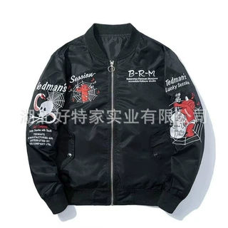 跨境潮牌夹克衫春秋冬季刺绣韩版棒球服夹克衫情侣外套