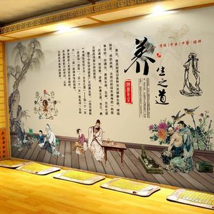 Background wallpaper of traditional Chinese medicine health center massage scraping wallpaper beauty salon moxibustion Wall cloth health care mural