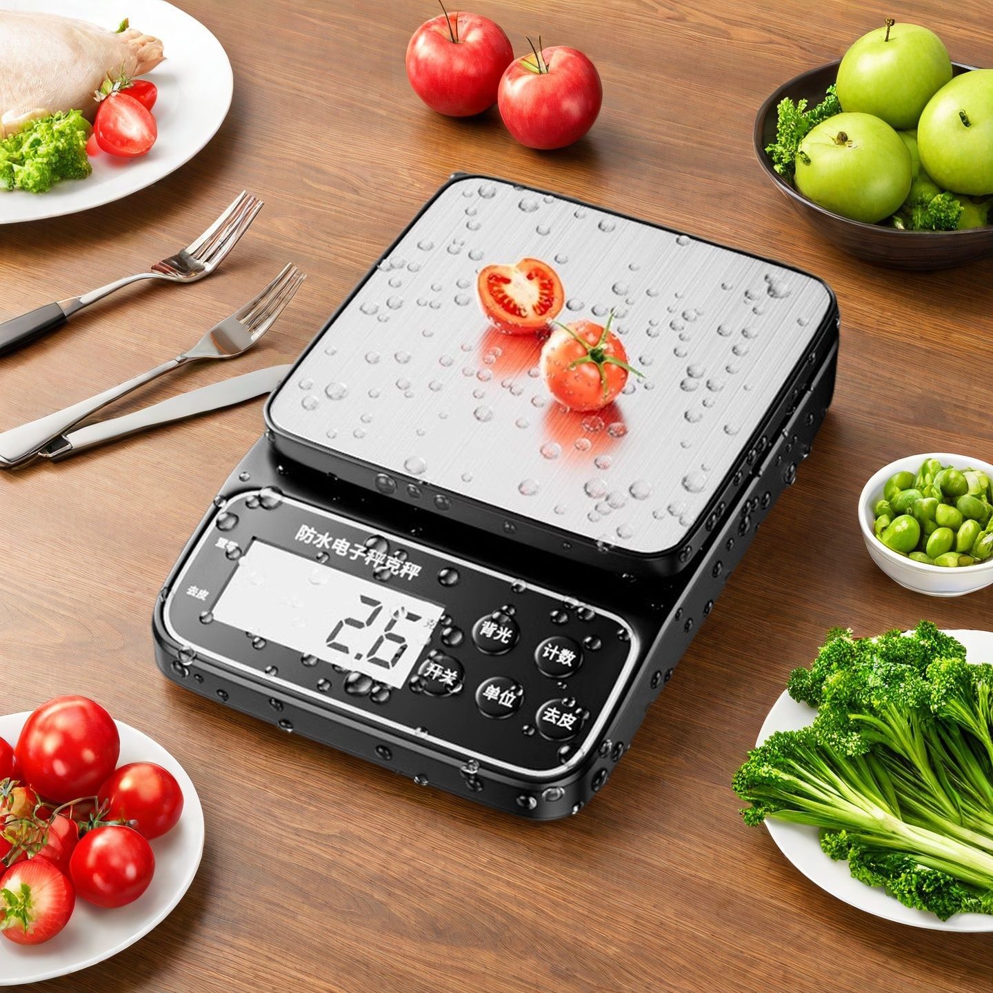 包邮防水厨房电子秤精准商用小型烘焙克称重高精度家用食物奶茶电