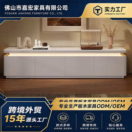 现代轻奢简约电视柜创意设计师白色岩板桌面地柜客厅收纳储物柜