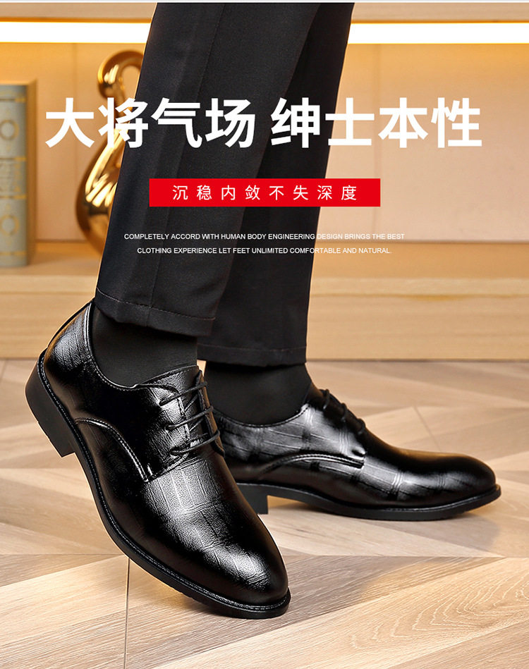 Giày da nam công sở mũi nhọn thắt dây, gót thấp 1–3 cm, đế cao su chống trượt — 2Z103 Đen chi tiết 3