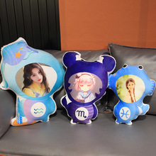 十二星座抱枕diy私人定 制沙发客厅车载异形靠背垫批发印制水晶绒