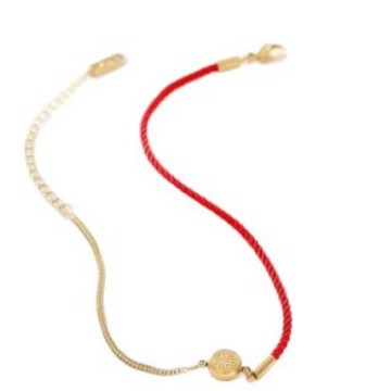 Wenjian suerte de doble cara tridimensional pequeña marca afortunada cuerda roja tobillos mujer temperamento simple 2023 nuevos pies de nicho