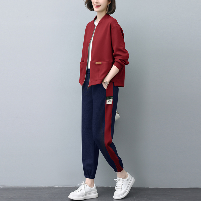 Casual Sportswear Suit for Women Spring and Autum 2025 New Middle-Aged Mother Fashion Autum Brand Sweatshirt Two-Piece Set