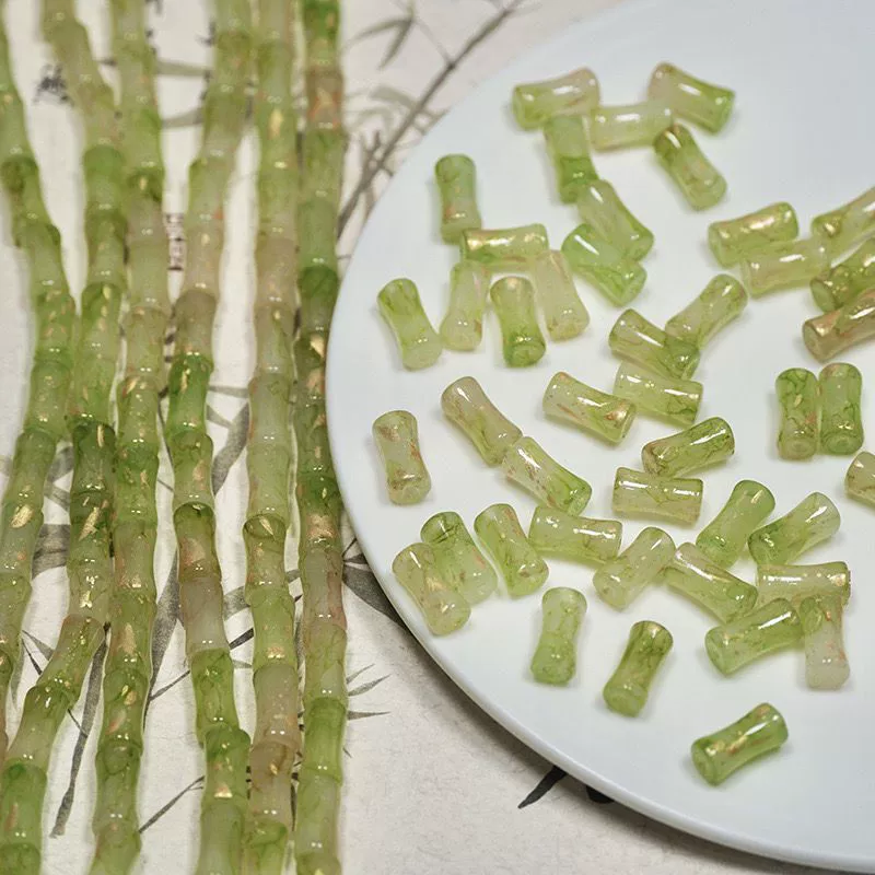 Новые бамбуковые стеклянные бусины в китайском стиле, браслет ручной работы из бисера, ожерелье, ювелирный материал, красный абрикос Цзиньхуа