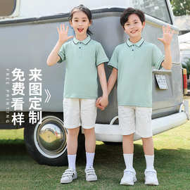 儿童小学生班服翻领团体文化衫短袖polo衫童装衣服t恤定制印logo