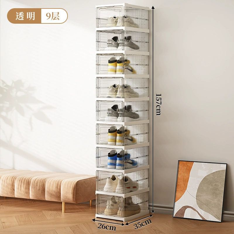 Foldable Shoe Box, Thickened Stackable Storage Container, Transparent Front, Various Layer Options