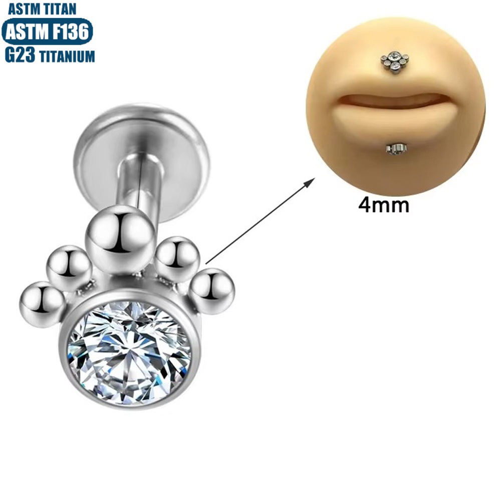 16G labret stud size and finish detail