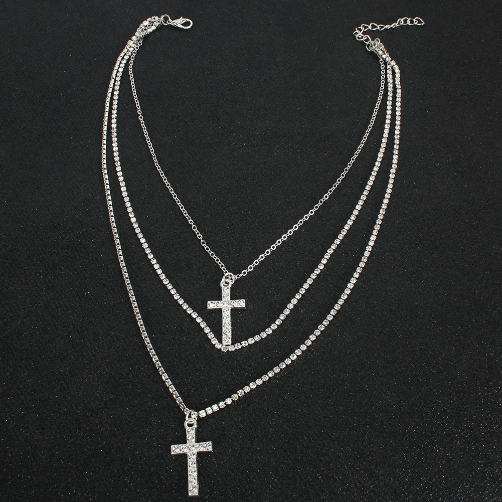 Retro Cross Multilayer Necklace display picture 5