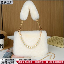 跨境秋冬毛绒包包新款包包女ins小众链条斜挎包时尚小方包毛毛包