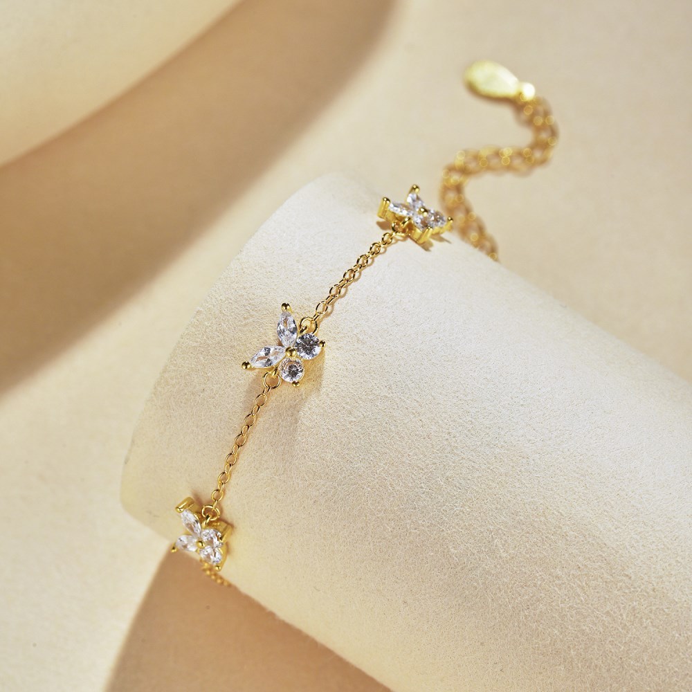 Inlay Design 925 Sterling Silver Cable Chain Bracelets Elegant