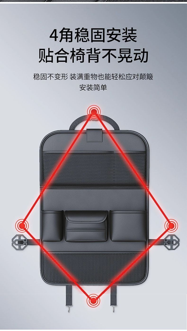 Car Seat Storage Bag, Back Seat Hanging Storage Bag, In-Car Trash Can, Tissue Box, Seat Back Organizer, Foldable for Car Use