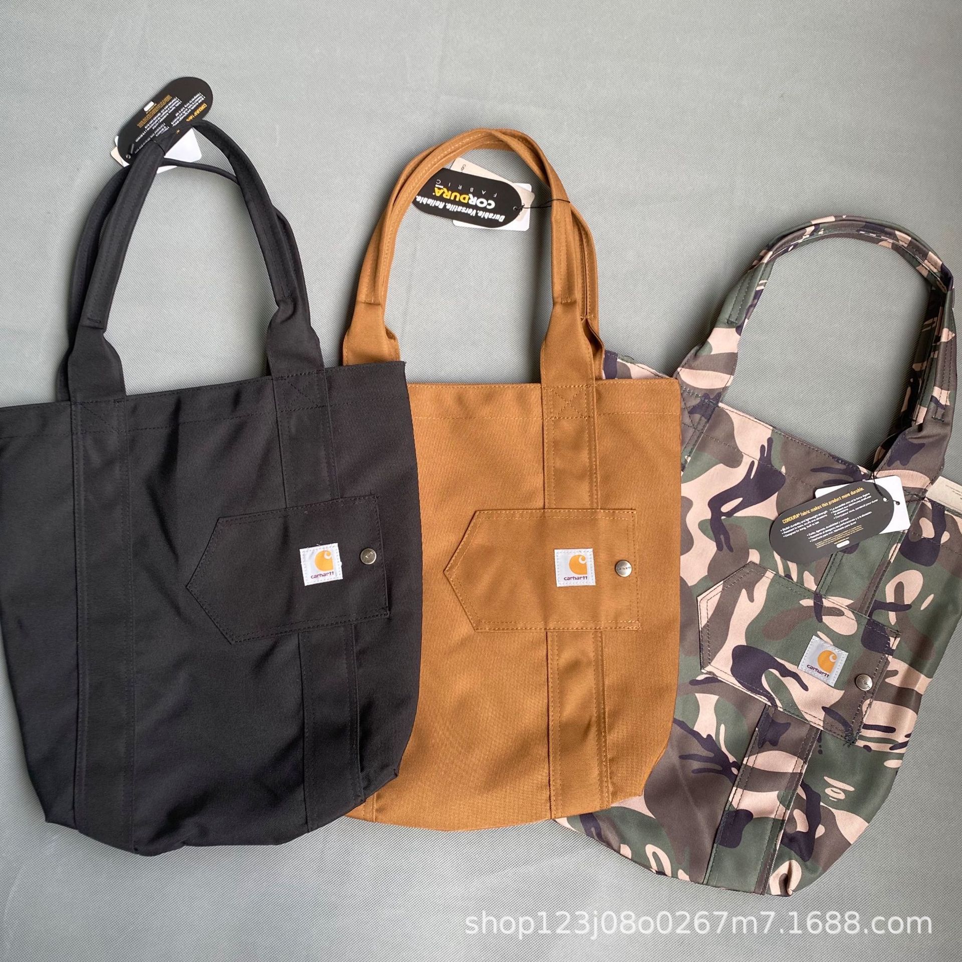 Carhartt 방수 대형 오픈 포켓 숄더 백 Carhart 토트 백 캔버스 런치 백 트렌디 핸드백