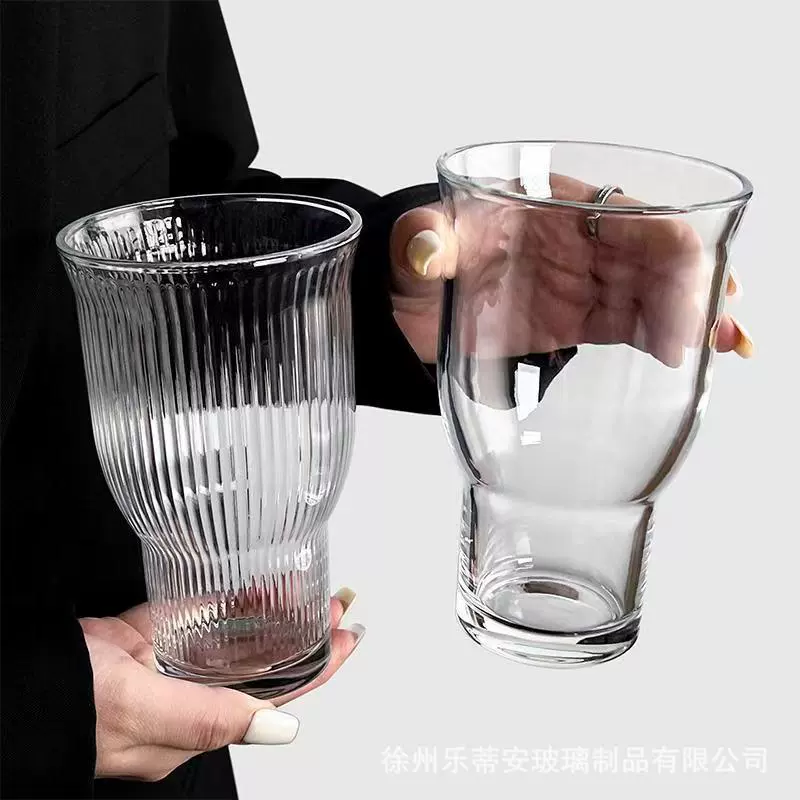 ins风网红宽口玻璃杯果汁杯冰美式咖啡杯酒杯啤酒杯饮品饮料杯子